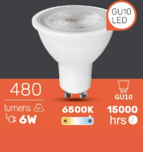 FOCO DICROICO LED GU10 6W 6500K