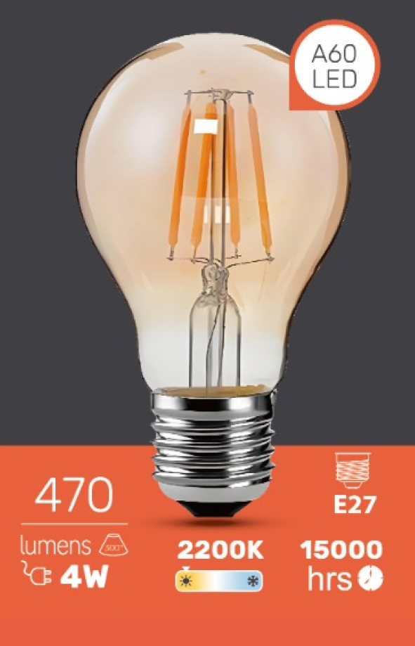 LED FILAMENT AMBER 4W 2200K