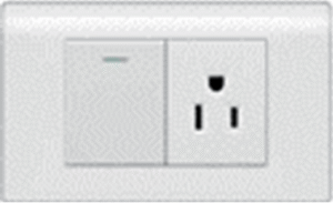 INTERRUPTOR + TOMACORRIENTE, BLANCO.