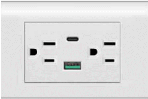 TOMACORRIENTE DOBLE + PUERTOS USB, (TIPO A&C) BLANCO