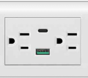 TOMACORRIENTE DOBLE + PUERTOS USB, (TIPO A&C) BLANCO